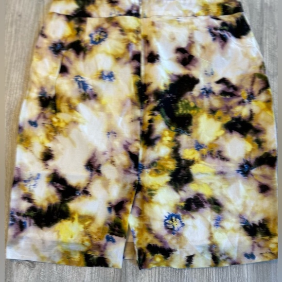J. Crew Skirt Women’s Size 6 Yellow Fleurette Floral Silk Linen Blend Straight. - Picture 2 of 8
